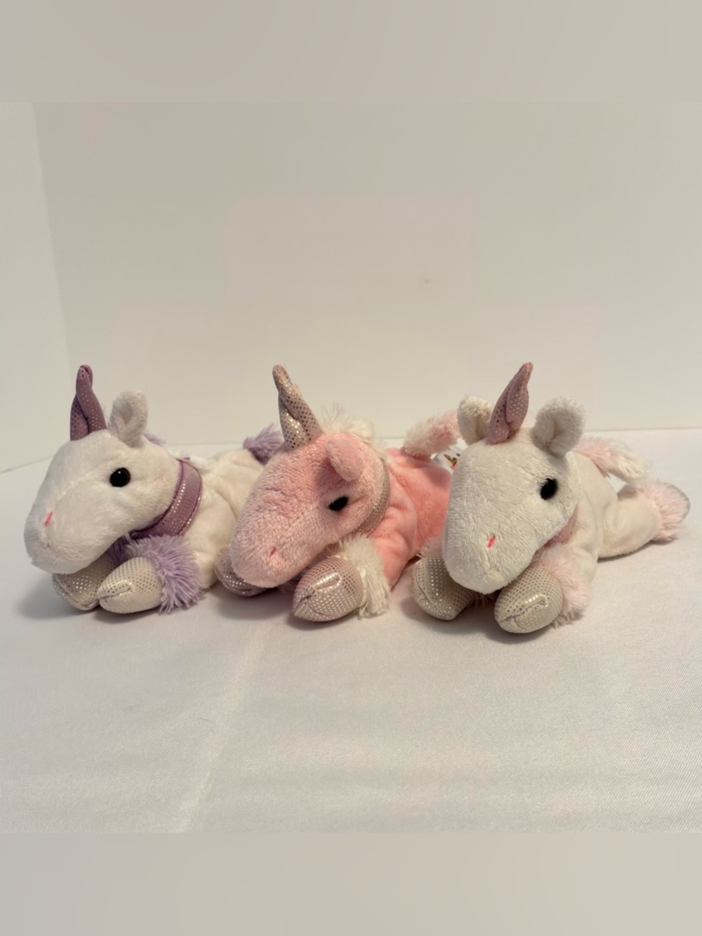 Unipak Unicorn Plush Stuffed Animals White Pink Purple Set of 3